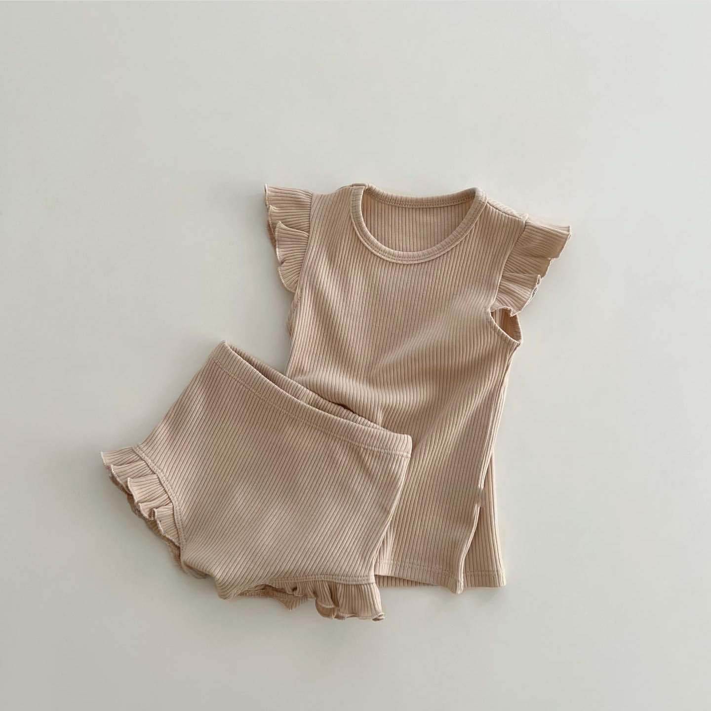 Summer Newborn Baby Boy Girl Flutter Sleeves Tops And Shorts 2 pcs Set Baby Cotton Clothing Sets