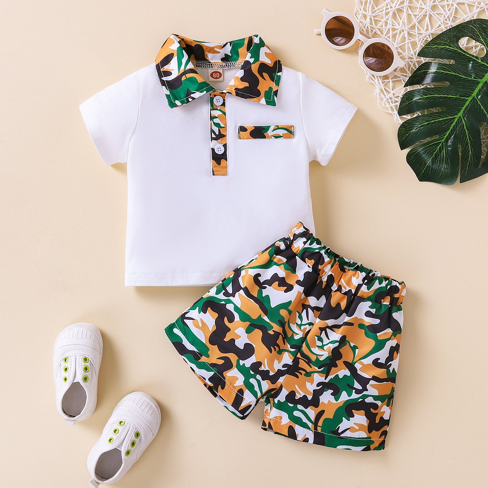 Fashion Children Clothes Set Boy Poio Shirt Boys Outfits Casual 2pcs Suits Camouflage Toddler Boys Clothing Sets