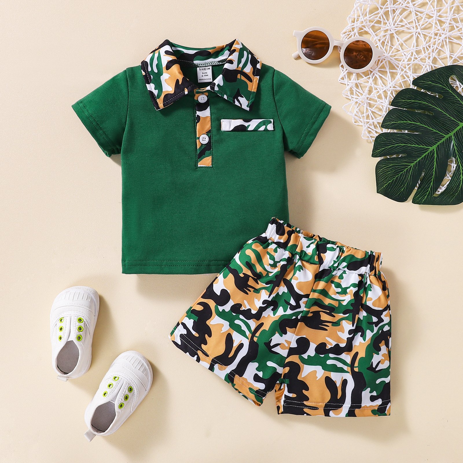 Fashion Children Clothes Set Boy Poio Shirt Boys Outfits Casual 2pcs Suits Camouflage Toddler Boys Clothing Sets
