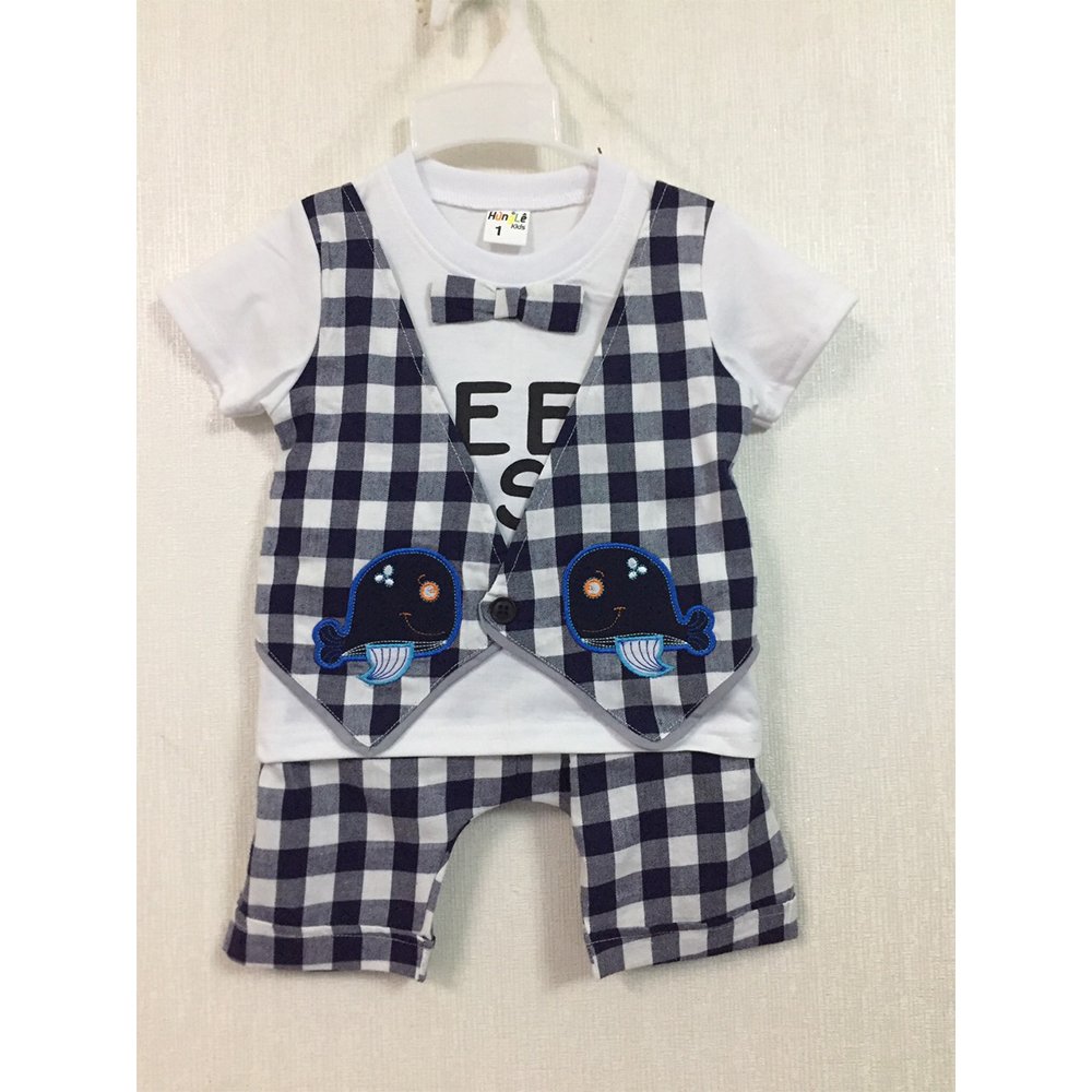 Boys Gentleman Party Dress Suit Summer New Short Sleeve Shirts Handsome Vest Boy Short Set Formal Children's Clothing