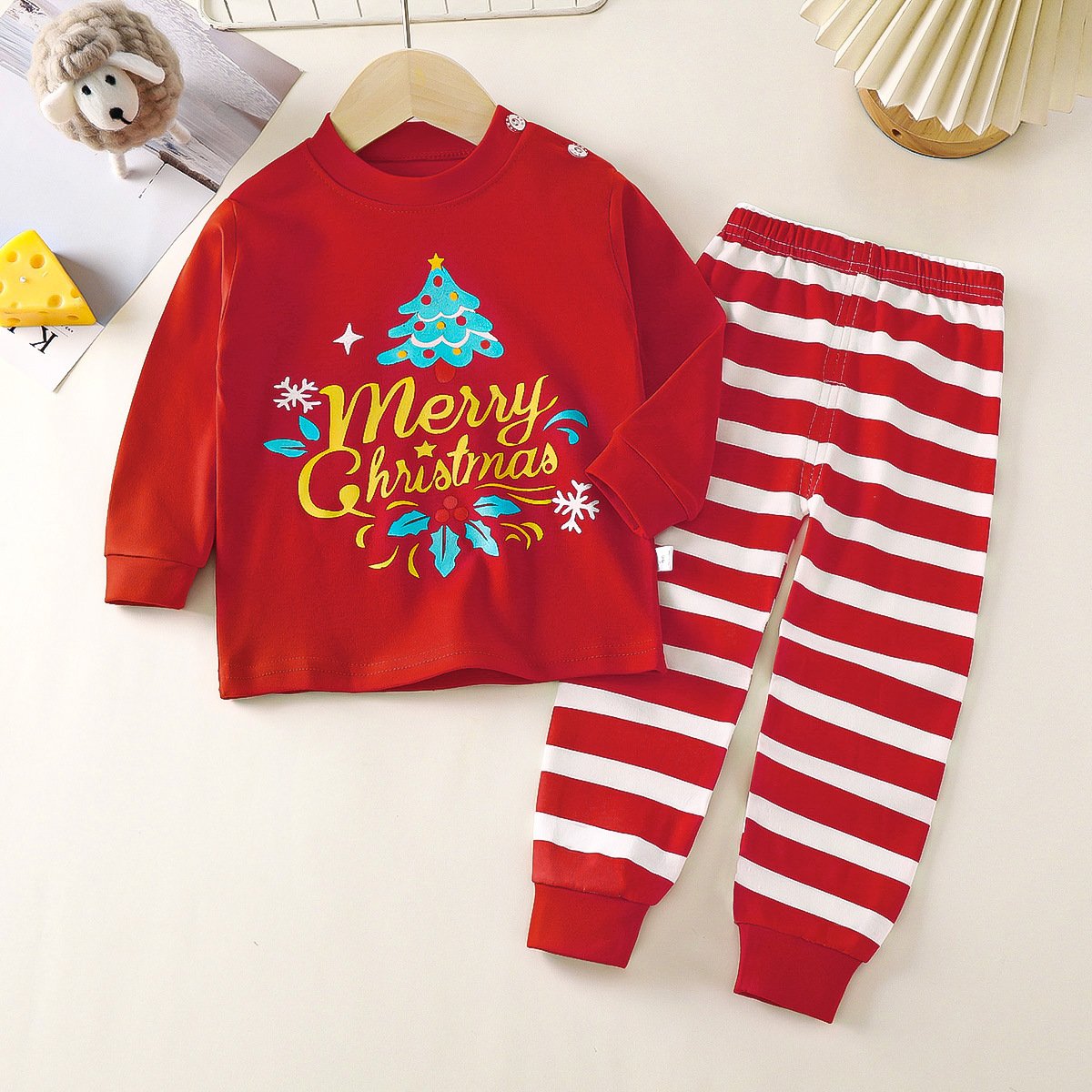 Fashion Spring Christmas clothes Toddler Kids 2pcs Sets Unisex Infant Casual baby striped leggings suit