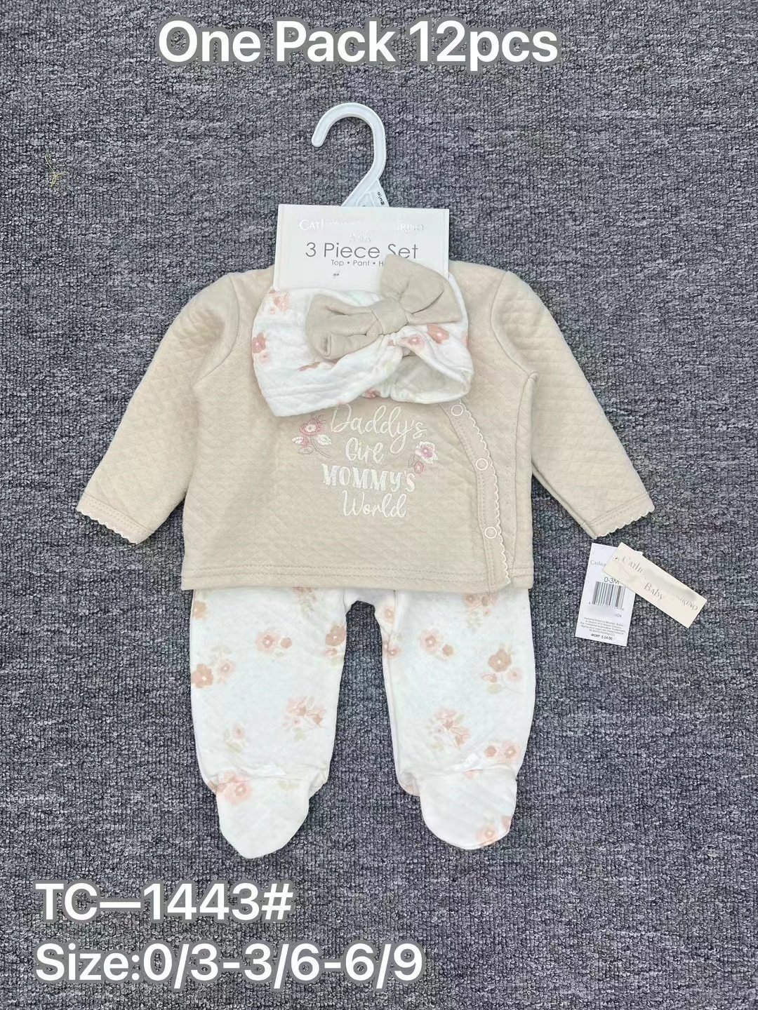 Latest Design Baby Hairband Thickening Long Sleeved Pants Three Piece Sets Newborn Button Romper Sets Baby Comfortable Sets