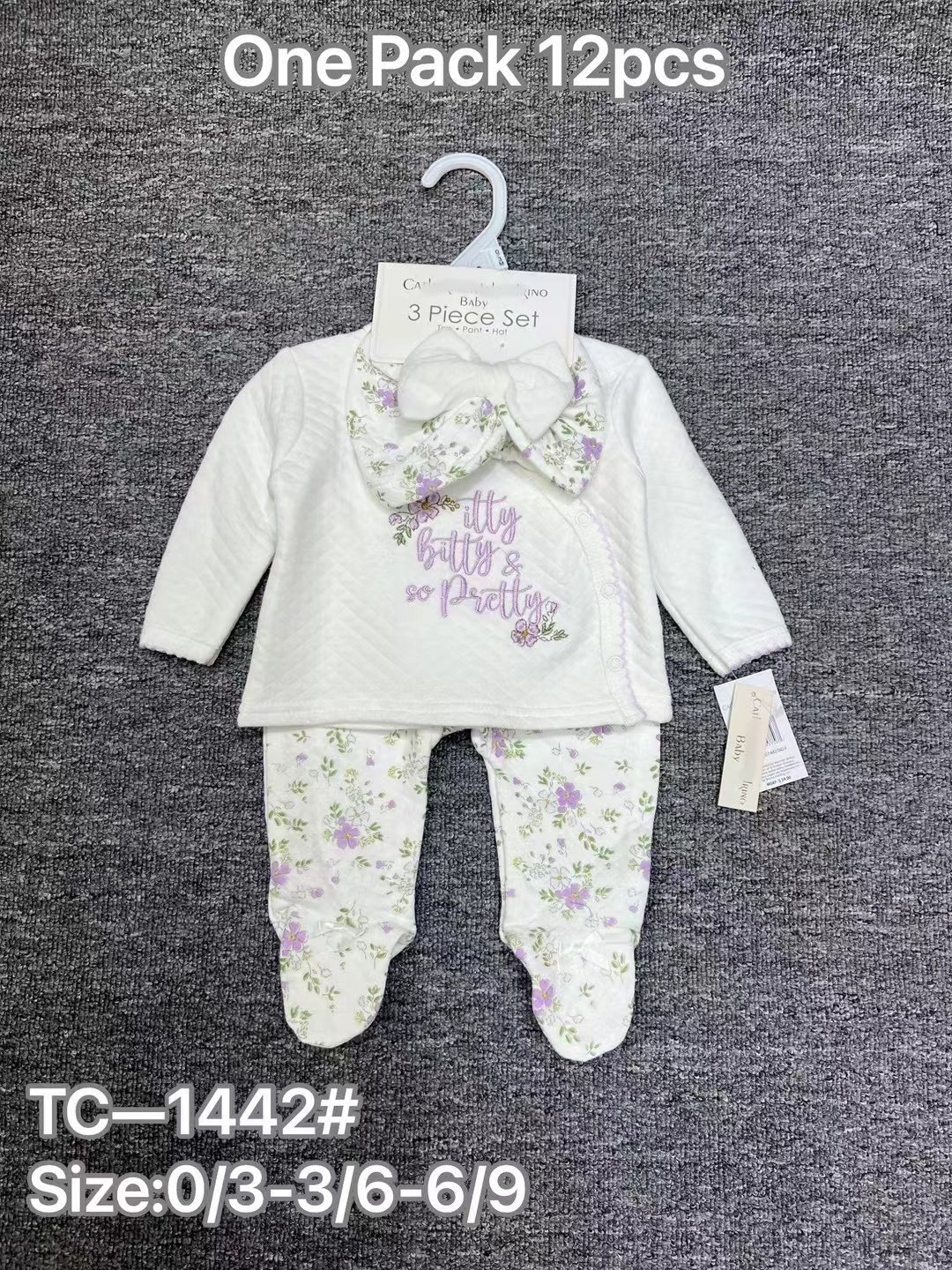 Latest Design Baby Hairband Thickening Long Sleeved Pants Three Piece Sets Newborn Button Romper Sets Baby Comfortable Sets