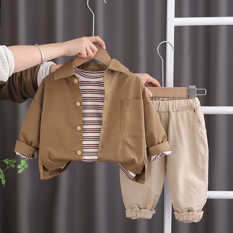 2024 autumn new Boy's College style Baby Autumn dress baby long sleeve three-piece boys clothes set
