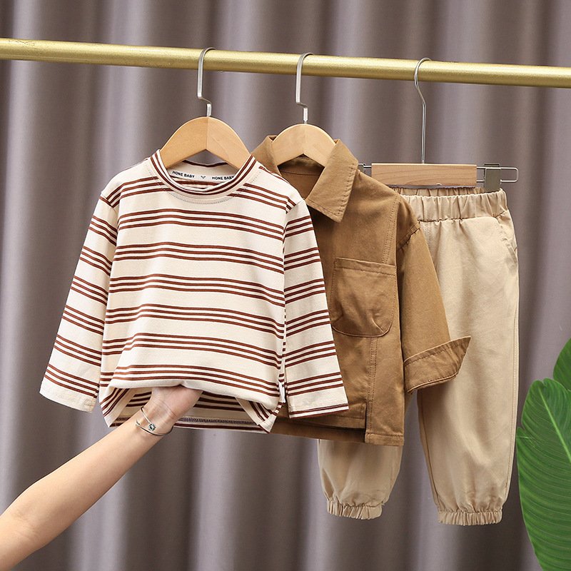 2024 autumn new Boy's College style Baby Autumn dress baby long sleeve three-piece boys clothes set