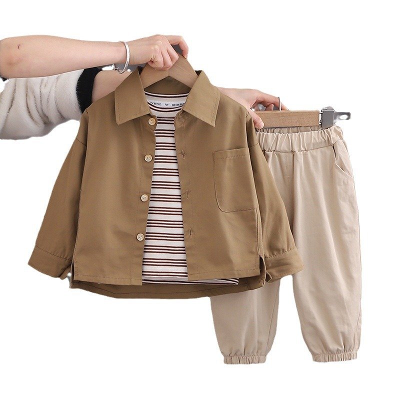 2024 autumn new Boy's College style Baby Autumn dress baby long sleeve three-piece boys clothes set