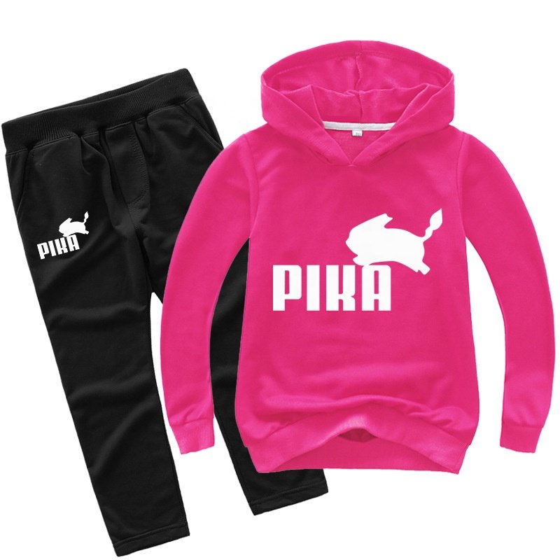 New Fashion Lovely Squirrel Hoodie Kids Anime Logo Print Boys Hoodies Jogging Pants 2pcs Set Girls Sweatshirts Children Clothing