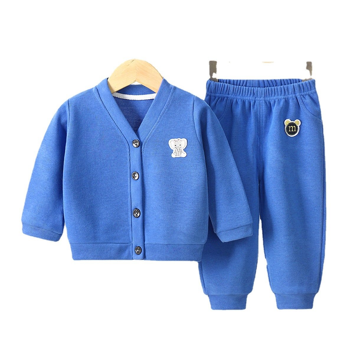 Children's Autumn Sports Set Baby Casual Cartoon Knitted Top+Pants Two Piece Set