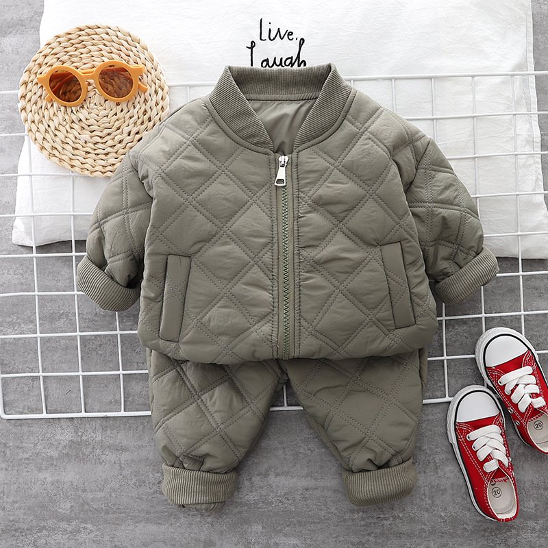 Wholesale Winter Baby Clothes Fashion Long Sleeve Thick Warm Children Outfit Kids Clothing Boys' Two Piece Set