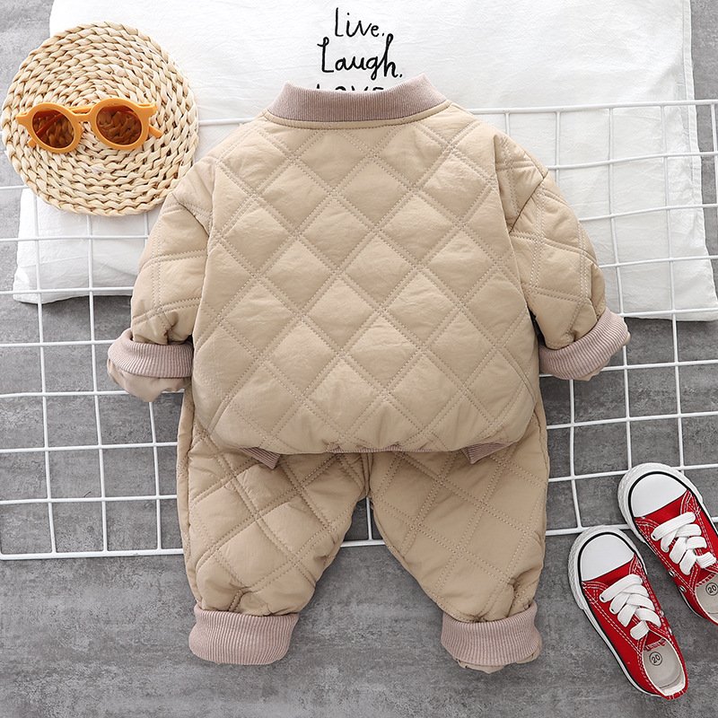Wholesale Winter Baby Clothes Fashion Long Sleeve Thick Warm Children Outfit Kids Clothing Boys' Two Piece Set