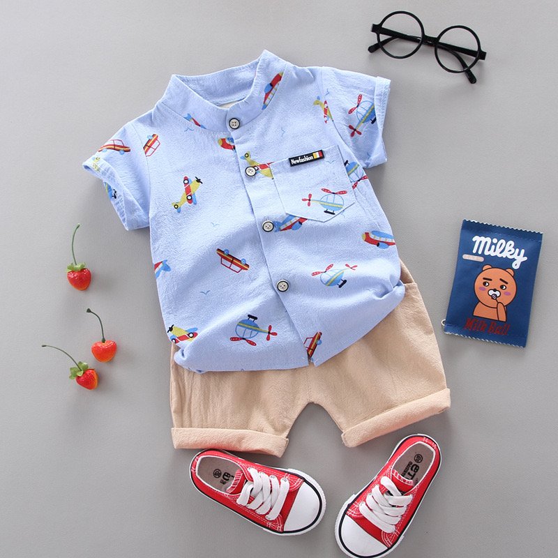 High Quality Children Boutique Polo Short Sleeves Shirt+Shorts Pants Kids Boys Shirts Cotton T-shirt Shorts Sets Kids Clothes