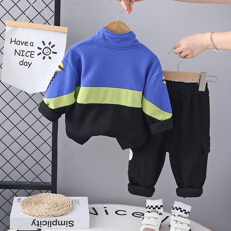 New Children Sports Outerwear 2024 Spring Autumn Kids Clothes Stock Half Zipper Hoodie Pants Boys Clothing Sets