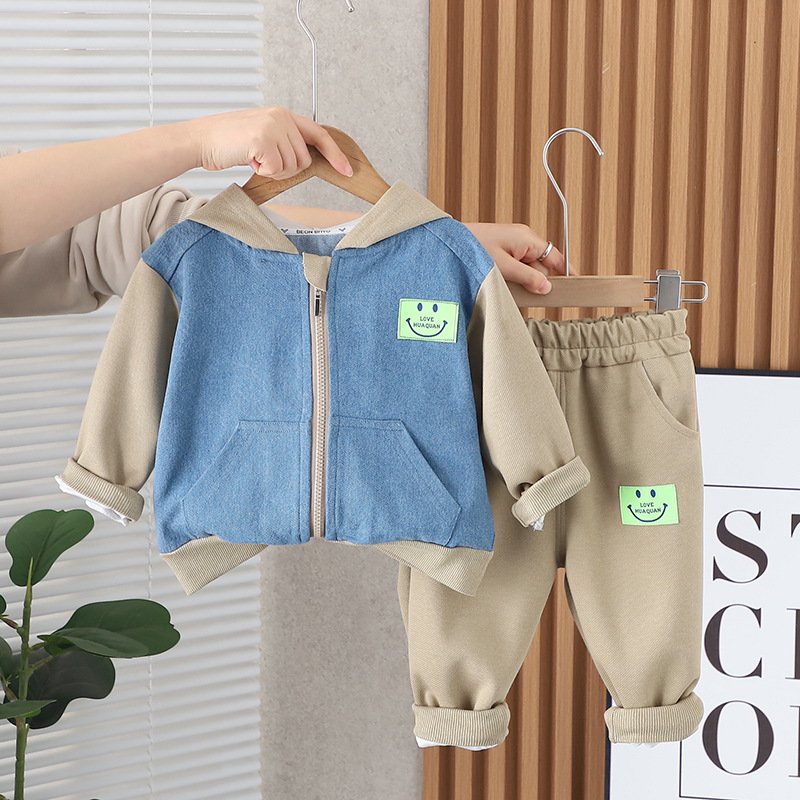 Smiling Cowboy Hoodie Suit For Boy Kids Cotton Trendy Clothes For Kids Cute Handsome Children's Full Suit