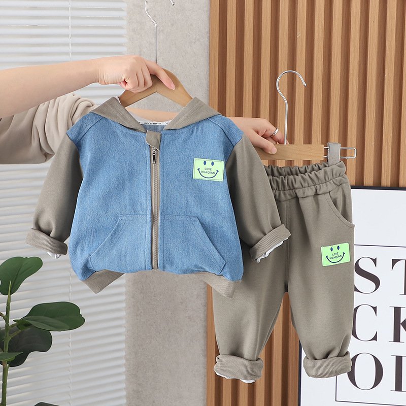 Smiling Cowboy Hoodie Suit For Boy Kids Cotton Trendy Clothes For Kids Cute Handsome Children's Full Suit
