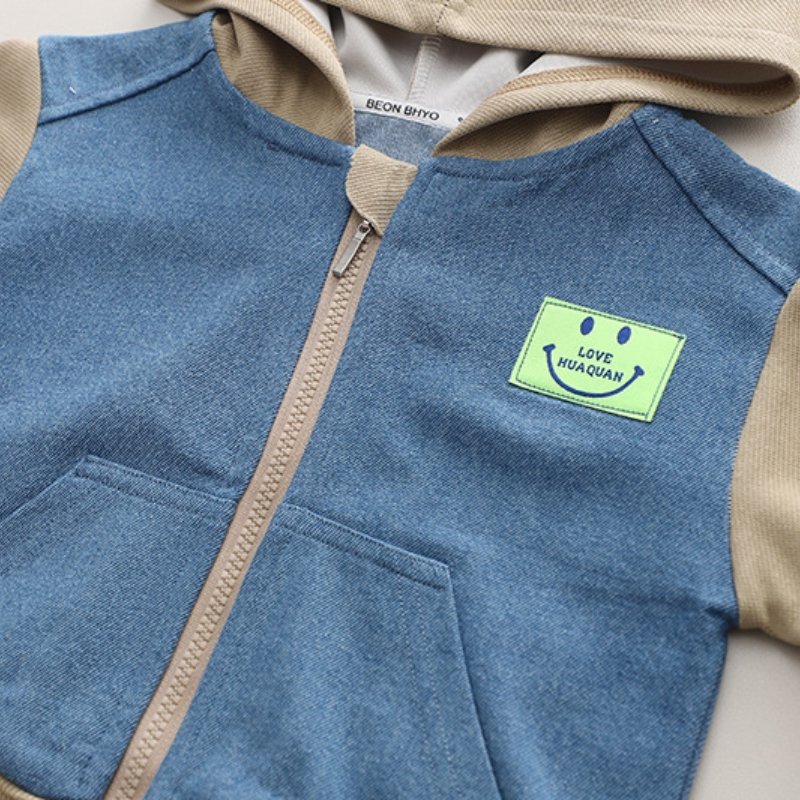 Smiling Cowboy Hoodie Suit For Boy Kids Cotton Trendy Clothes For Kids Cute Handsome Children's Full Suit