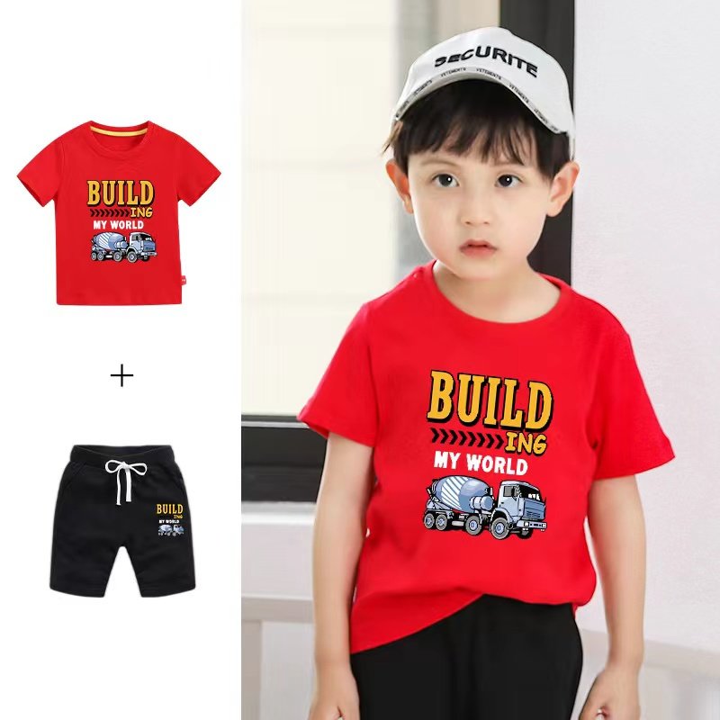 Custom Designer children outwear clothes pullover kids boys t-shirt short Jogger 2pcs Suits Kids Boys Clothing set Tracksuits