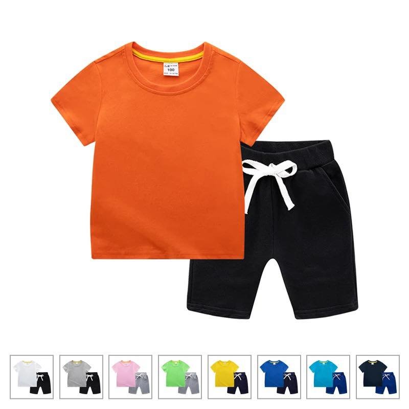 Custom Designer children outwear clothes pullover kids boys t-shirt short Jogger 2pcs Suits Kids Boys Clothing set Tracksuits