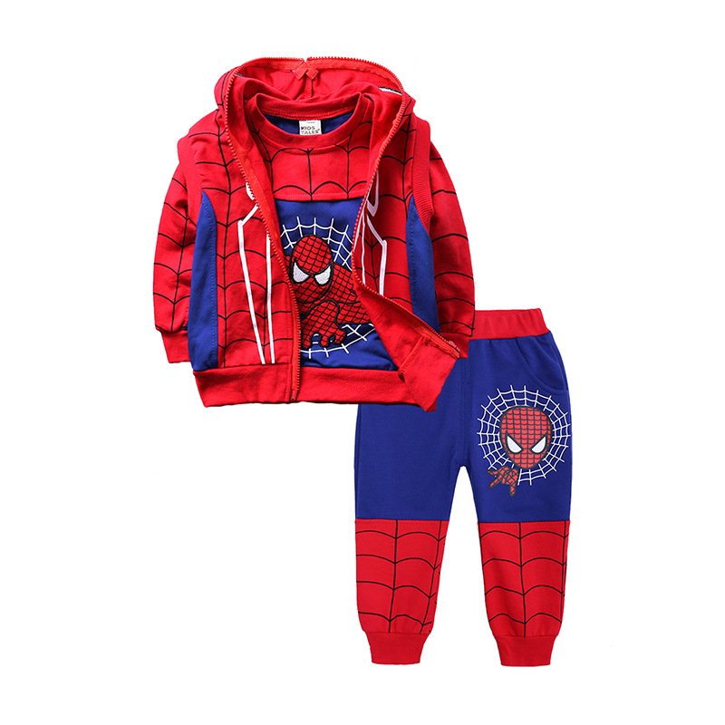 2024 New children's spider man three piece boys' casual suit in spring
