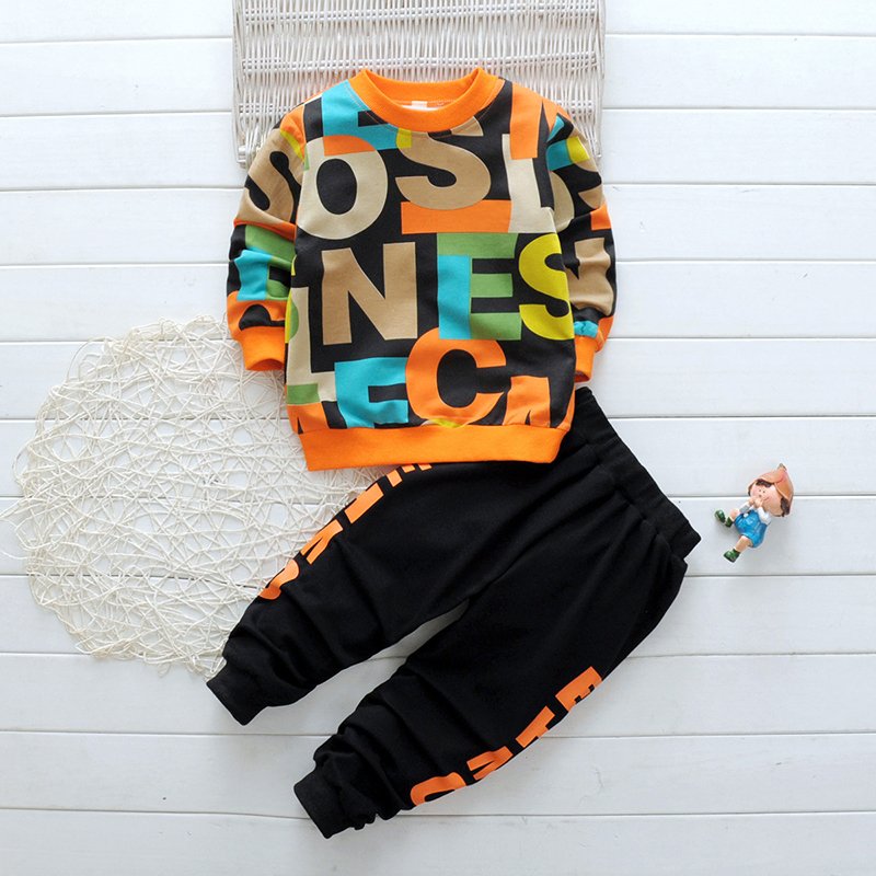 Boys' Clothes Children's Clothing Sets New Autumn Long Sleeve Active Suits Letter Print Baby Clothes 2pcs Boy Set