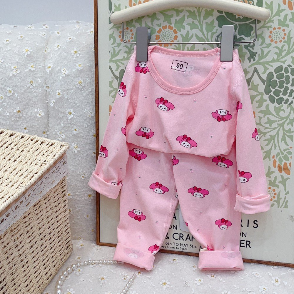 Children's clothes Girl and boy Cotton Two-Piece Set Children's Long Sleeve Pants and Top with Cartoon Print for Home Wear