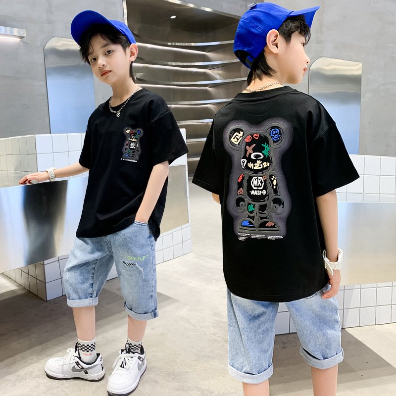 2023 Summer Teen Boys Clothing Sets Kids Tracksuits Boutique Clothing Short Sleeve T Shirt Shorts 2 Pcs fashion Children Clothes