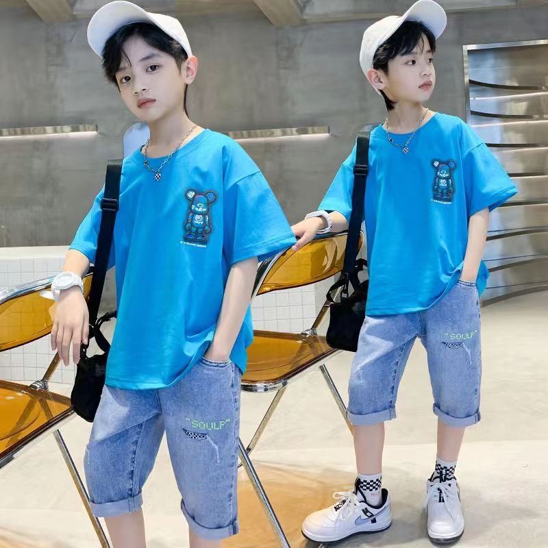 2023 Summer Teen Boys Clothing Sets Kids Tracksuits Boutique Clothing Short Sleeve T Shirt Shorts 2 Pcs fashion Children Clothes