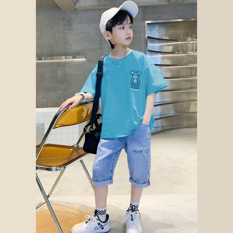 2023 Summer Teen Boys Clothing Sets Kids Tracksuits Boutique Clothing Short Sleeve T Shirt Shorts 2 Pcs fashion Children Clothes