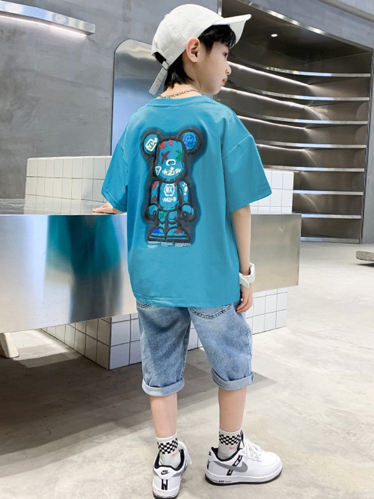2023 Summer Teen Boys Clothing Sets Kids Tracksuits Boutique Clothing Short Sleeve T Shirt Shorts 2 Pcs fashion Children Clothes