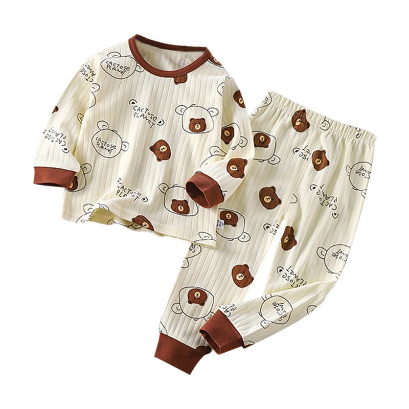 Wholesale of children's autumn new pure cotton long sleeved pajamas, girls' warm home clothing sets
