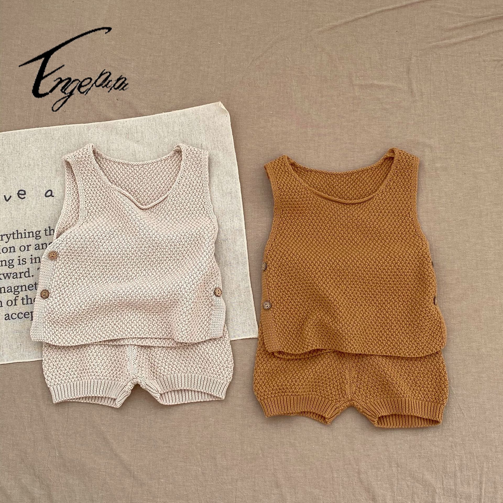 Customized logo from 1pcs engepapa newborn Summer knit top infant 3-6 months knitted sweater baby boy Clothing sets