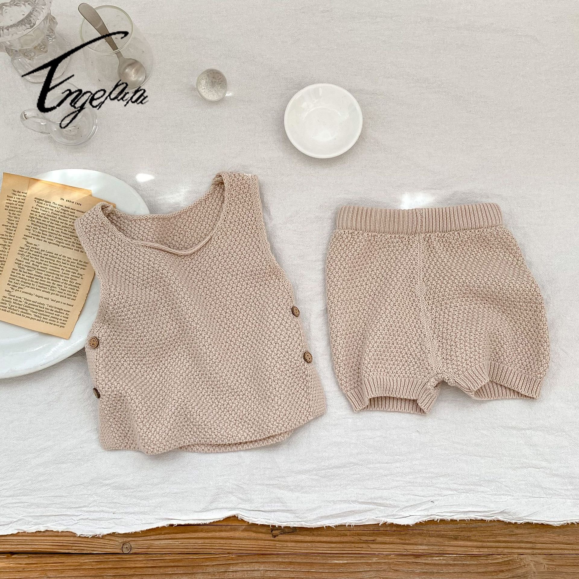Customized logo from 1pcs engepapa newborn Summer knit top infant 3-6 months knitted sweater baby boy Clothing sets