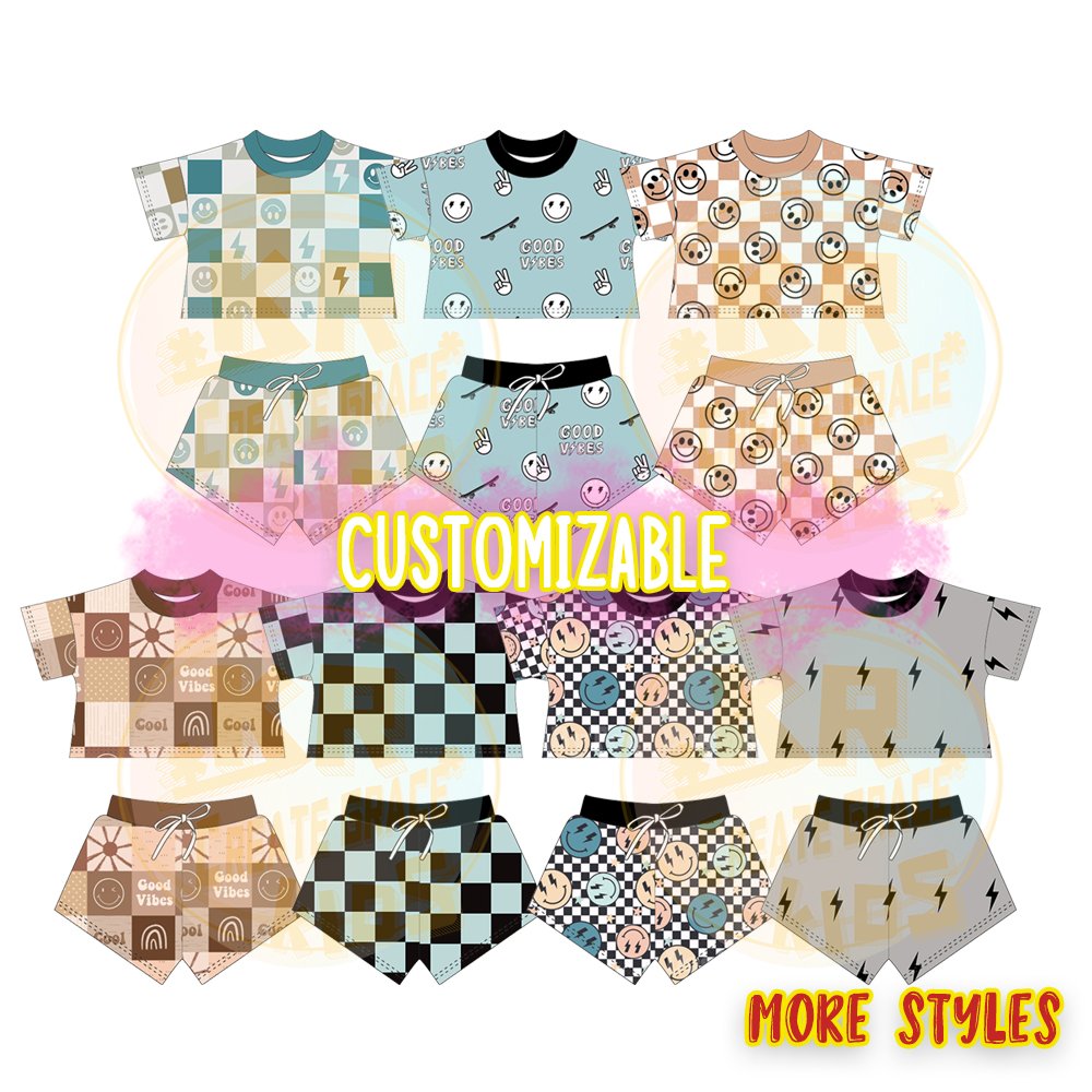 Children Boys Cute Printed Outfits New Style Kids Boys Customized Short Sets Casual Sets Clothing