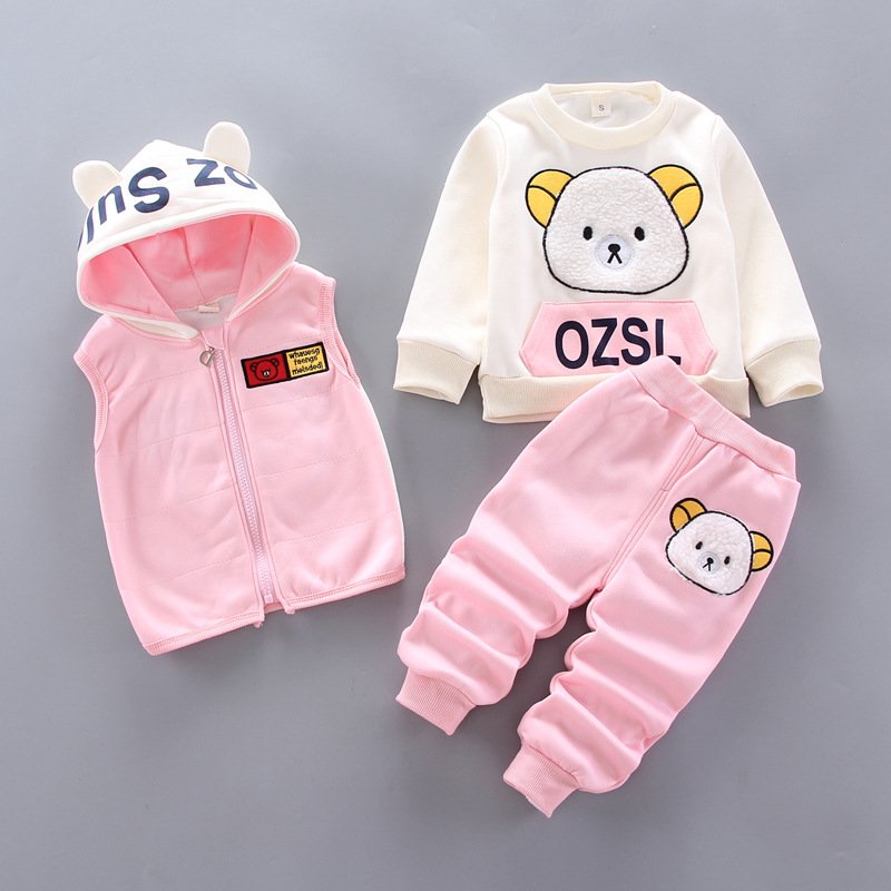 Rarewe Kids Autumn Winter New Children's Clothing Baby Cute Design Three Pcs Boys Girls Clothing Set