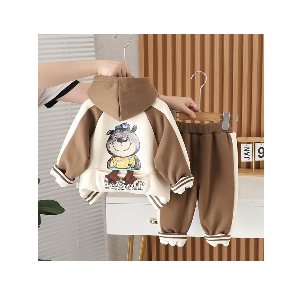 Boys spring and autumn suits new girls baby fashion autumn cartoon bear baseball clothing set three children's suits