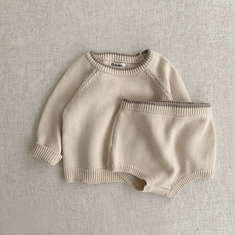 Spring Korean Children's Clothing Baby Knitted Sweater Top Shorts Clothing Sets Infant Newborn Sweater Suit