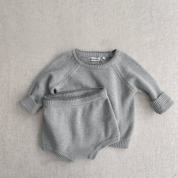 Spring Korean Children's Clothing Baby Knitted Sweater Top Shorts Clothing Sets Infant Newborn Sweater Suit