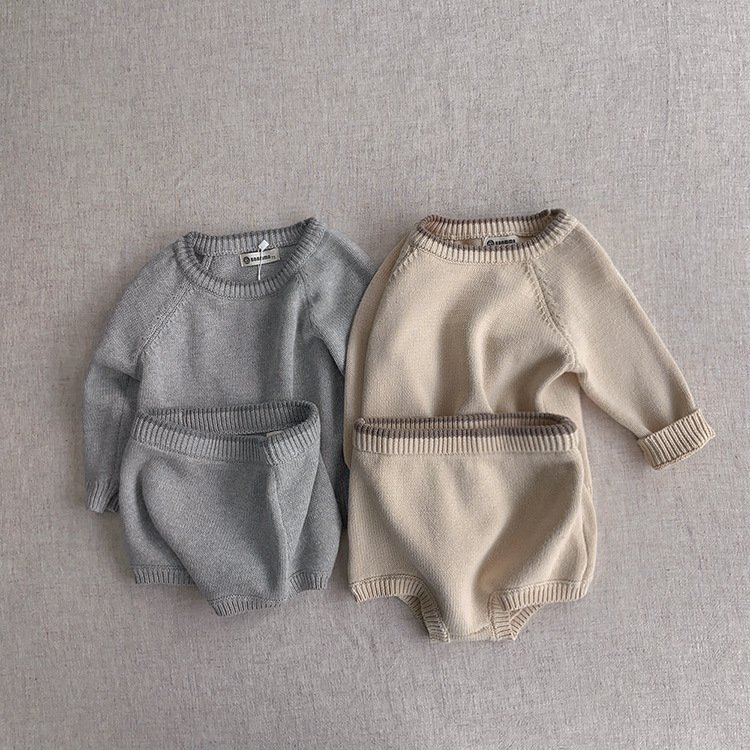 Spring Korean Children's Clothing Baby Knitted Sweater Top Shorts Clothing Sets Infant Newborn Sweater Suit