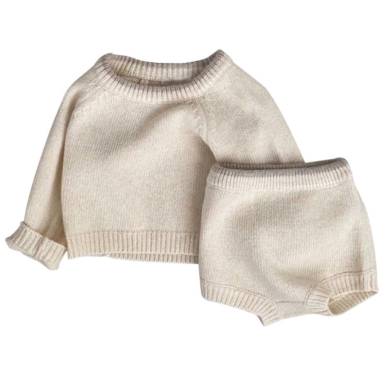 Spring Korean Children's Clothing Baby Knitted Sweater Top Shorts Clothing Sets Infant Newborn Sweater Suit