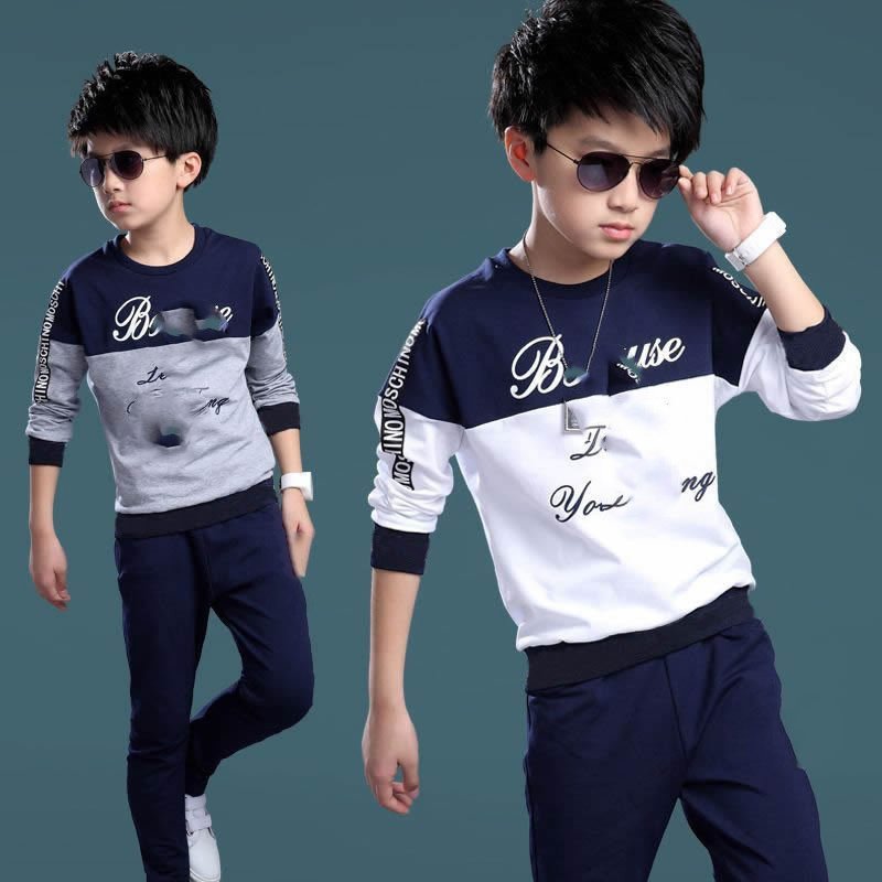12-year new children's clothing boys autumn suit long-sleeved cardigan sports boys two-piece set kids jacket