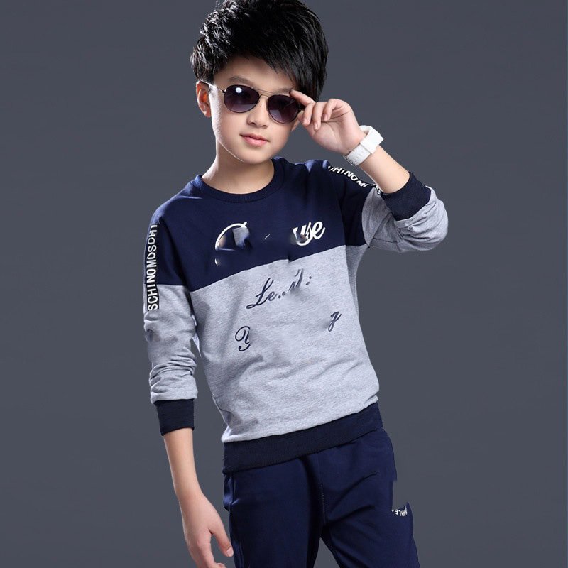 12-year new children's clothing boys autumn suit long-sleeved cardigan sports boys two-piece set kids jacket