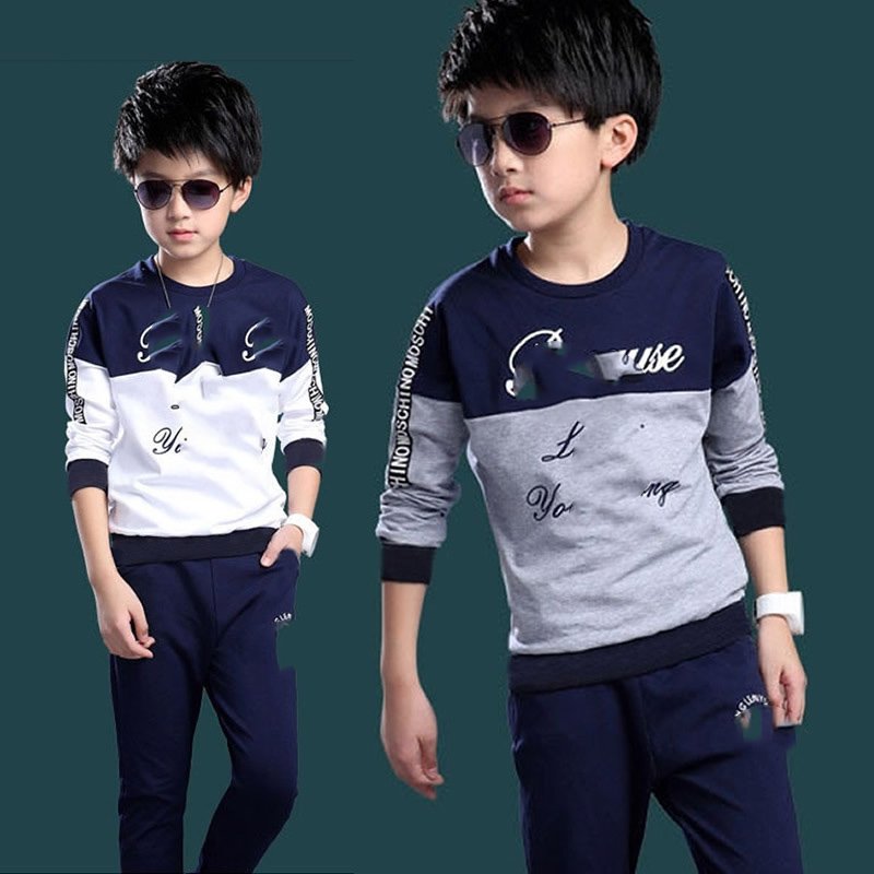 12-year new children's clothing boys autumn suit long-sleeved cardigan sports boys two-piece set kids jacket