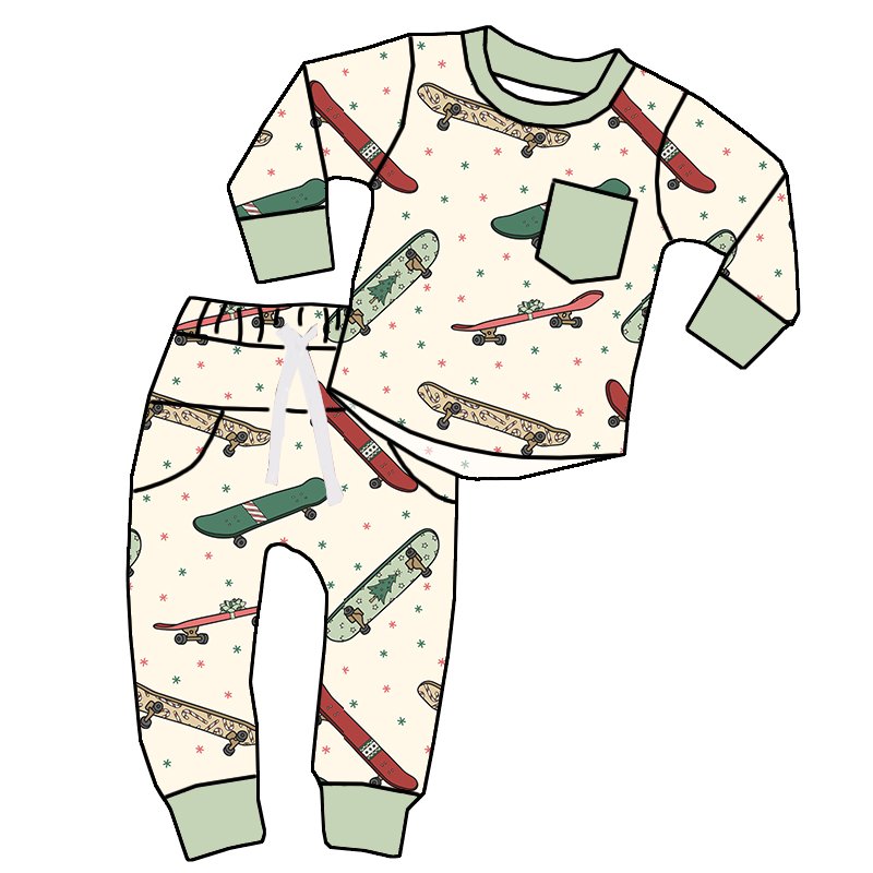 New arrival Children clothes Fall Custom printed Two pieces long sleeve matching joggers Boys jogging clothes sets