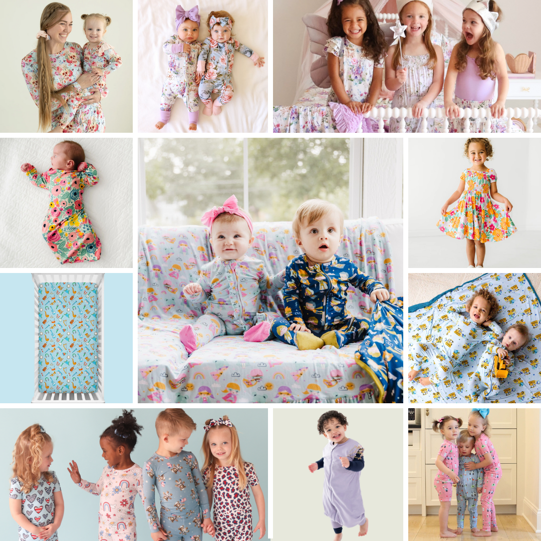 Casual Kids Bamboo Sleepwear Set Summer Pajamas Girls Loungewear Summer Floral Printed Soft Nightwear Set