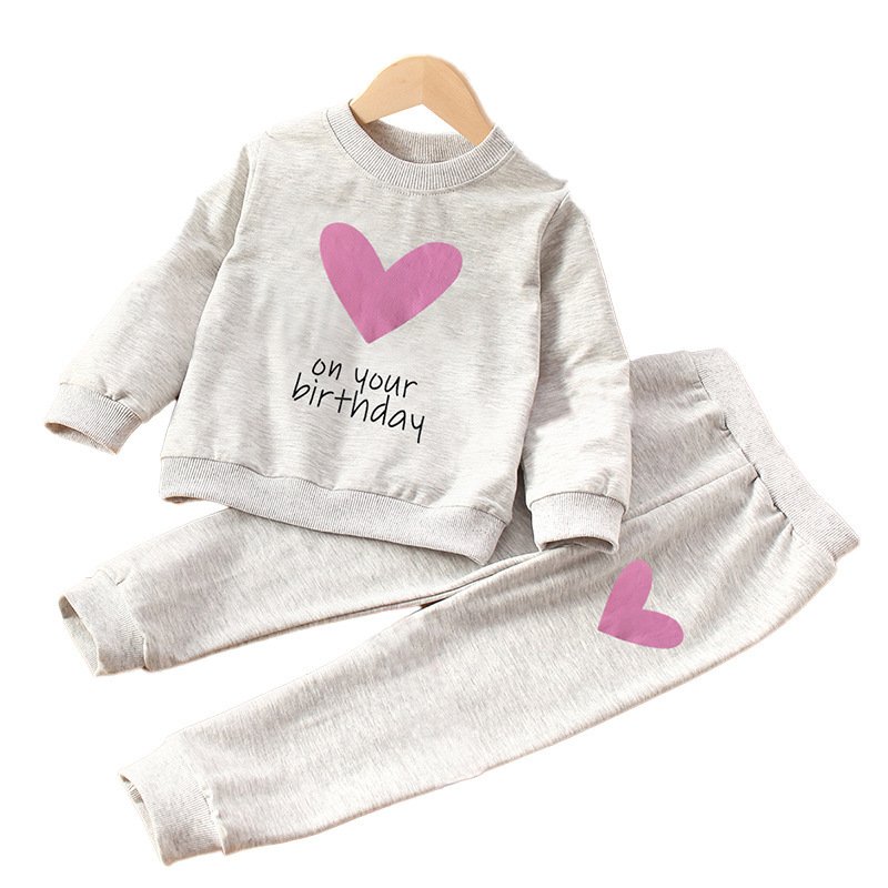 Baby Clothes Spring Autumn Kids Tracksuit Cartoon Crew Neck Terry Sweatshirt Sweatpants Boy Girls Clothing Sets