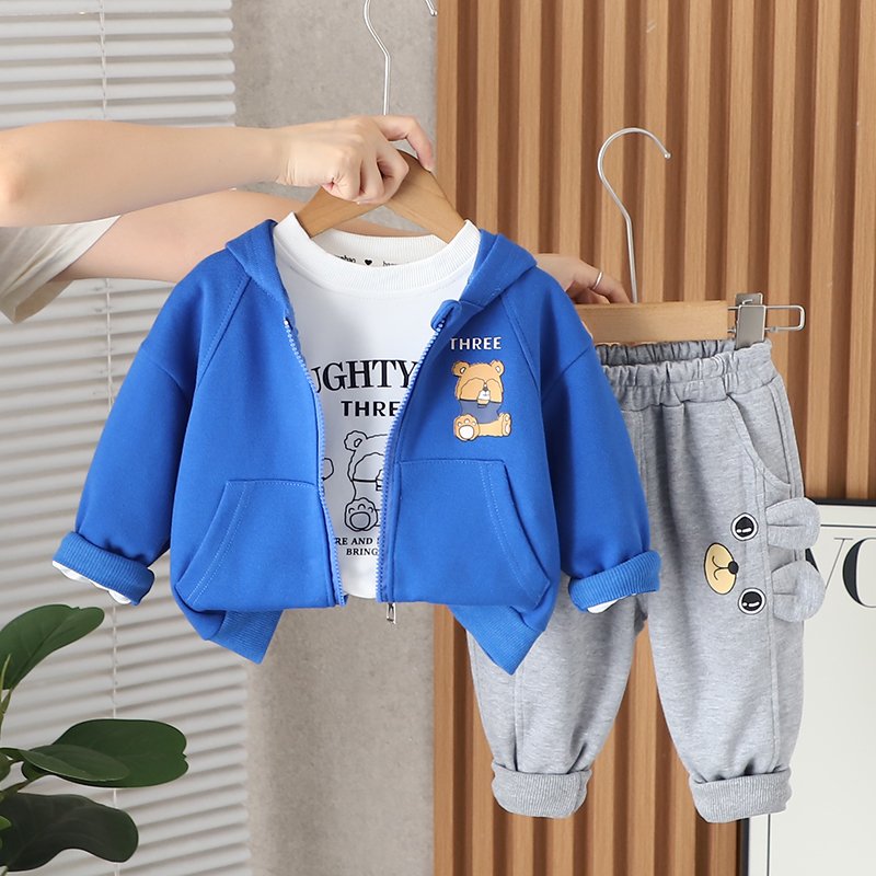 2024 Autumn Collection Sports Wear for Boys Cotton T-shirt Jacket Trousers Set Long Sleeve Printed Pattern for Children