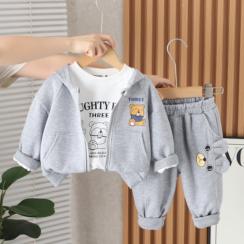 2024 Autumn Collection Sports Wear for Boys Cotton T-shirt Jacket Trousers Set Long Sleeve Printed Pattern for Children
