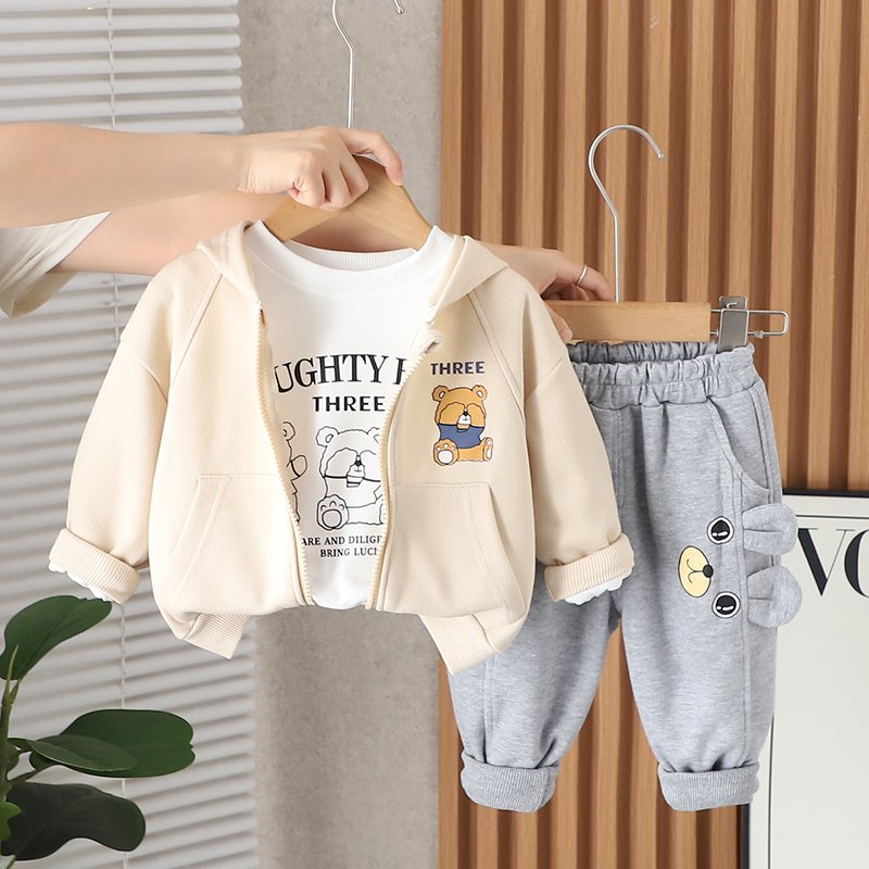 2024 Autumn Collection Sports Wear for Boys Cotton T-shirt Jacket Trousers Set Long Sleeve Printed Pattern for Children