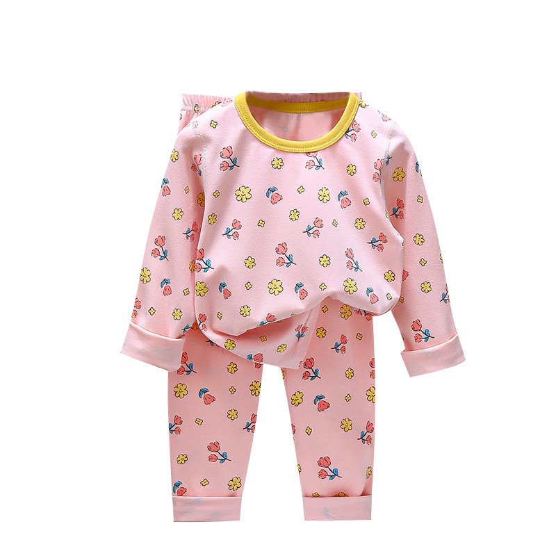 Wholesale of children's boneless pajamas set baby cotton autumn clothes and autumn pants set