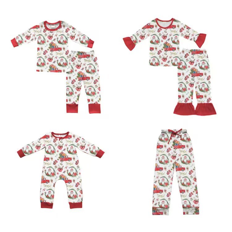 Wholesale Baby Girl Boys Christmas Outfit Kids Navy Santa Design Dress Romper Clothes Boutique Infant One-piece Clothes