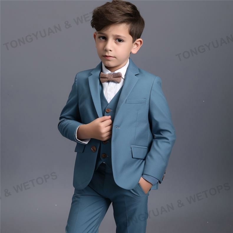 Custom Clothing Fashion Kids Clothes Solid Color Single Button Tuxedo Wedding Suits Clothing Set For Boys